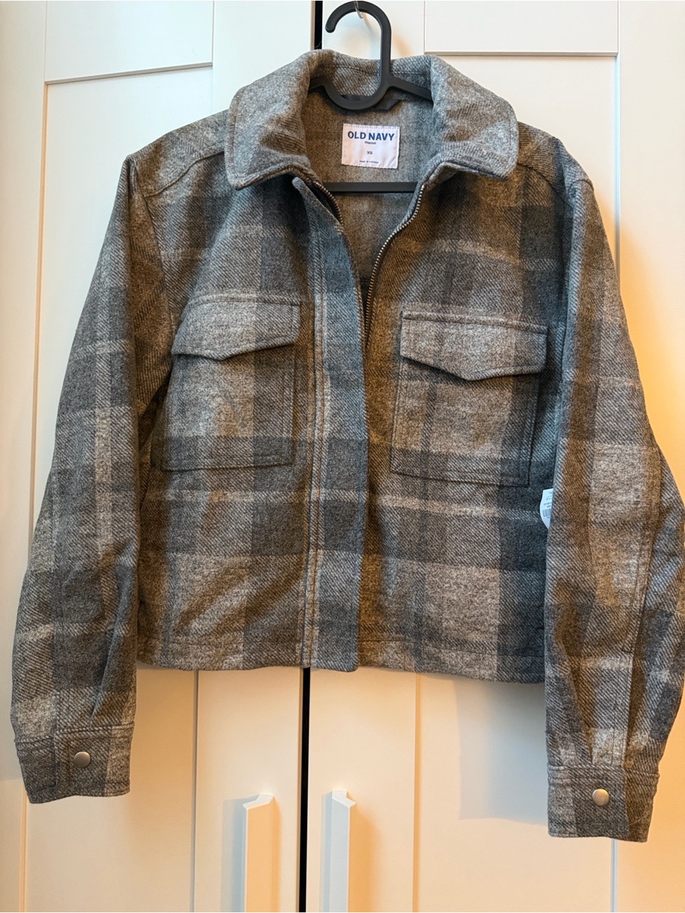 Old Navy Gray Plaid Zip Jacket